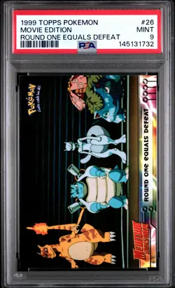 1999 TOPPS POKEMON THE MOVIE EDT ROUND ONE EQUALS DEFEAT #26 MOVIE EDITION PSA 9 - Image 1