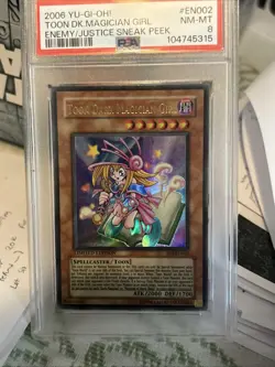 2006 Yu-Gi-Oh! Toon DK. Magician Girl Enemy/Justice Sneak Peek #EN002 Psa 8 - Image 1