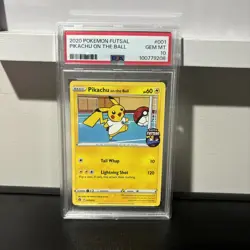 Pikachu On The Ball 001/005 2020 Futsal Promo PSA 10 Pokemon TCG - Image 1