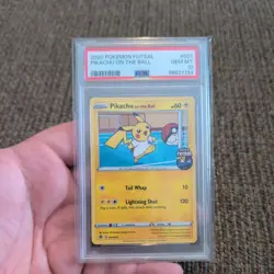 2020 POKEMON FUTSAL 001 PIKACHU ON THE BALL PSA 10 - Image 1