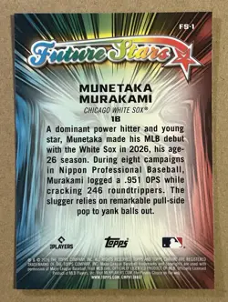 Munetaka Murakami 2026 Topps Chrome Future Stars RC Refractor #FS-1 White Sox - Image 2