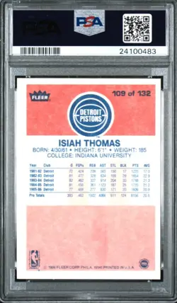 1986 Fleer Isiah Thomas #109 PSA 9 - Image 2