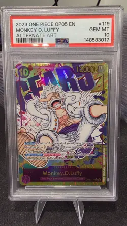 Monkey.D.Luffy (Alt Art) OP05-119 Awakening of the New Era Foil PSA 10 - Image 1