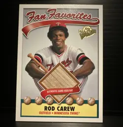 Topps 2003 All-Time Fan Favorites Rod Carew #FFR-RCA Twins Relics Bat - Image 1