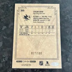 2025-26 O-Pee-Chee Retro Black Border #369 Collin Graf /100 San Jose Sharks - Image 2