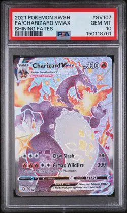 2021 POKEMON SWORD & SHIELD SHINING FATES #SV107 FULL ART/CHARIZARD VMAX PSA 10 - Image 1