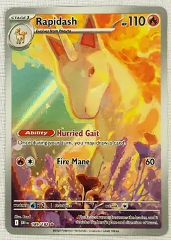 2025 Pokemon TCG Rapidash 189/182 Illustration Rare DRI Excellent-NM/M - Image 1