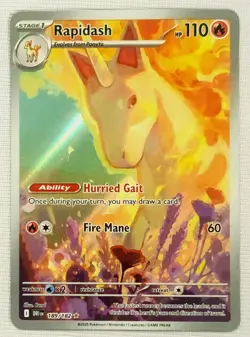 2025 Pokemon TCG Rapidash 189/182 Illustration Rare DRI Excellent-NM/M - Image 2