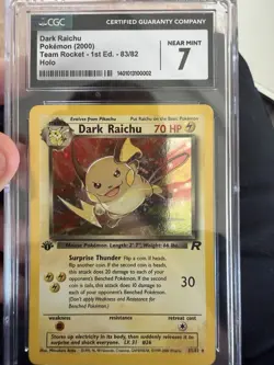 Pokemon Dark Raichu Holo 1st Edition Secret Rare CGC 7 - Image 1