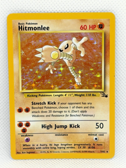 Pokemon Hitmonlee 7/62 Fossil Holo Rare WOTC Unlimited Near Mint LP Vintage - Image 1