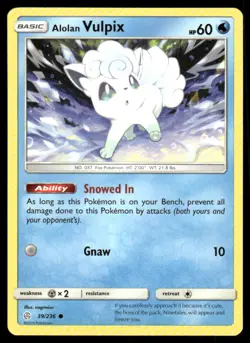 Alolan Vulpix 39/236 Common Cosmic Eclipse Pokemon Lightly Played - Image 1