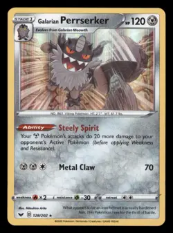 Galarian Perrserker 128/202 Holo Rare Sword & Shield Pokemon TCG NM - Image 1
