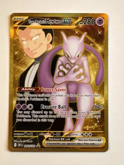 Pokemon TCG Team Rocket's Mewtwo ex 240/182 Destined Rivals Hyper Rare Gold - Image 1