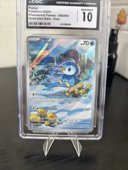 Pokemon Piplup 098/094 Phantasmal Flames Illustration Rare Holo CGC 10 Psa - Image 2