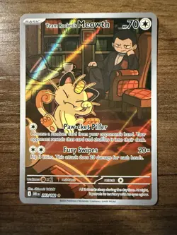 Pokemon TCG Team Rocket's Meowth 203/182 Destined Rivals Illustration Rare NM - Image 1