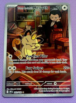 Pokemon TCG Team Rocket's Meowth 203/182 Destined Rivals Illustration Rare NM - Image 1