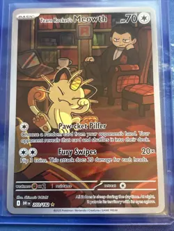 Pokemon TCG Team Rocket's Meowth 203/182 Destined Rivals Illustration Rare NM - Image 1