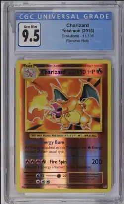 Charizard Reverse Holo 11/108 Pokemon XY Evolutions CGC 10 (Blue Label 9.5) - Image 1