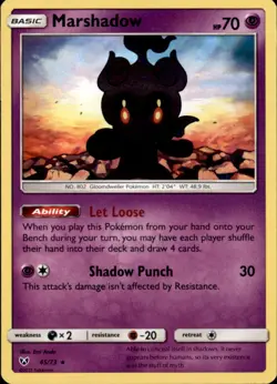 Marshadow 45/73 Holo Rare Shining Legends Pokemon NM/LP - Image 1