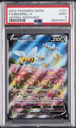 2022 POKEMON SWORD & SHIELD ASTRAL RADIANCE #161 FULL ART/BEEDRILL V PSA 9 - Image 1