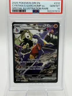 2025 POKEMON DESTINED RIVALS ILLUSTRATION RARE #232 CYNTHIA'S GARCHOMP EX PSA 10 - Image 1