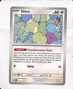 Pokemon 151 NON Holo Rare Ditto - 132/165 - DECK EXCLUSIVE - Image 1