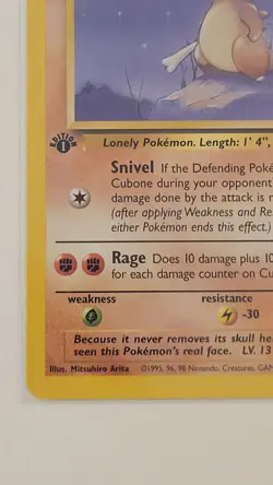 Cubone 50/64 Jungle Set Unlimited Pokemon TCG 1999 NM Condition First Edition - Image 3