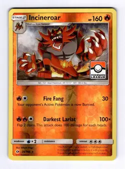 Incineroar (Pokemon Leagu League & Championship Cards #026 Promo Holo LP Pokemon - Image 1