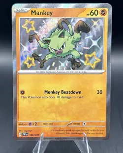 Pokemon TCG Paldean Fates - Mankey 169/091 Shiny Rare EN - Image 1