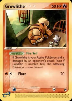 Growlithe Sandstorm 2003 65/100 Common Pokemon NM - Image 1