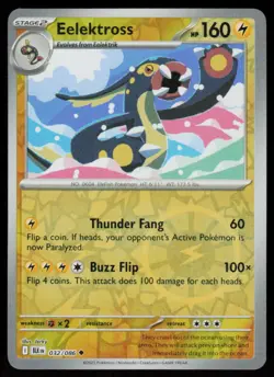 Eelektross 032/086 Uncommon Black Bolt Pokemon Reverse Holo Near Mint - Image 1