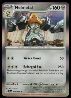 Melmetal 104/142 Rare Stellar Crown Pokemon Holo Near Mint - Image 1