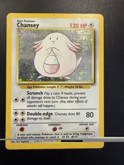 Pokemon TCG Chansey Base Set 3/102 Holo Unlimited Holo Rare - Image 1