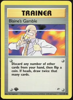 Blaine's Gamble 121/132 Common Gym Heroes Pokemon 1st Edition Moderately Played - Image 1