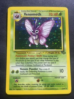 Venomoth 13/64 MP Holo Rare Unlimited Jungle 1999 WoTC Pokemon TCG - Image 1