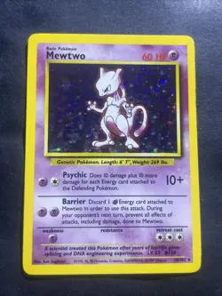 Pokemon Mewtwo 10/102 Base Set TCG Holo mp - Image 1