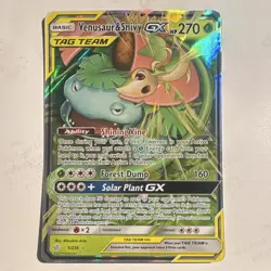 Venusaur & Snivy GX 1/236 SM: Cosmic Eclipse Ultra Rare Holo Eng 2019 270 HP - Image 2