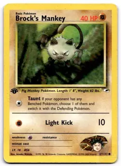 Brock's Mankey 67/132 Common Gym Heroes Pokemon 1st Edition Heavily Played - Image 1