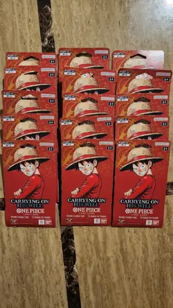 One Piece OP-13 Carrying on His Will English Sleeved Blister Packs - Lot of 15 - Image 1