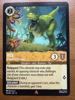 Rex Protective Dinosaur - 10/204 Rare - Disney Pixar Lorcana Wilds Unknown - Image 1