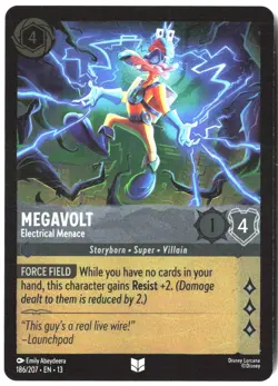 Disney Lorcana TCG Megavolt - Electrical Menace 186/207 Uncommon Foil Attack Of - Image 1