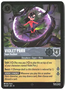 Disney Lorcana TCG Violet Parr - Super Resilient 176/207 Super Rare Foil Shimmer - Image 1