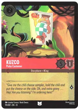 Disney Lorcana TCG Kuzco - Picky Customer 111/207 Uncommon Foil Attack Of The Vi - Image 1