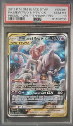 PSA 10 | 2019 Pokemon Sm Black Star Promo Sm191 Full Art/mewtwo & Mew GX - Image 1