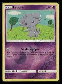 Espurr 59/147 Common Burning Shadows Pokemon Reverse Holo Near Mint - Image 1