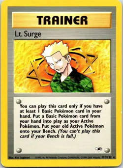 Lt. Surge 101/132 Rare Gym Heroes Pokemon Unlimited Lightly Played - Image 1