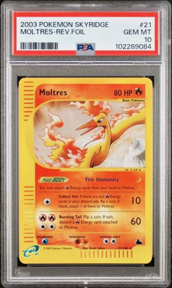 Pokemon PSA 10 Moltres #21 Reverse Foil Skyridge 2003 English - Image 2