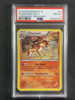 Pokemon Cards PSA 8 NM-MT Charizard Holo Legendary Treasures B&W 2013 19/113 - Image 1