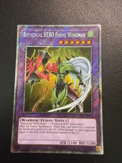 Yugioh Elemental Hero Flame Wingman RA03-EN152 Platinum 1st Ed. Secret Rare NM - Image 1