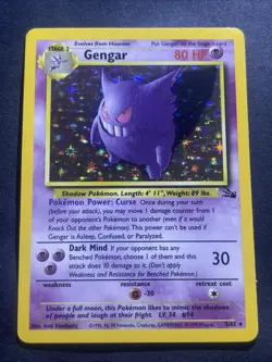 Pokemon Gengar TCG Fossil Holo Unlimited Rare Card 5/62 1999 - Image 1